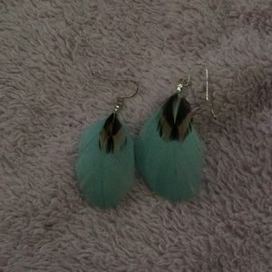 🌿free w purchase WHITE Feather Dangle Earrings
